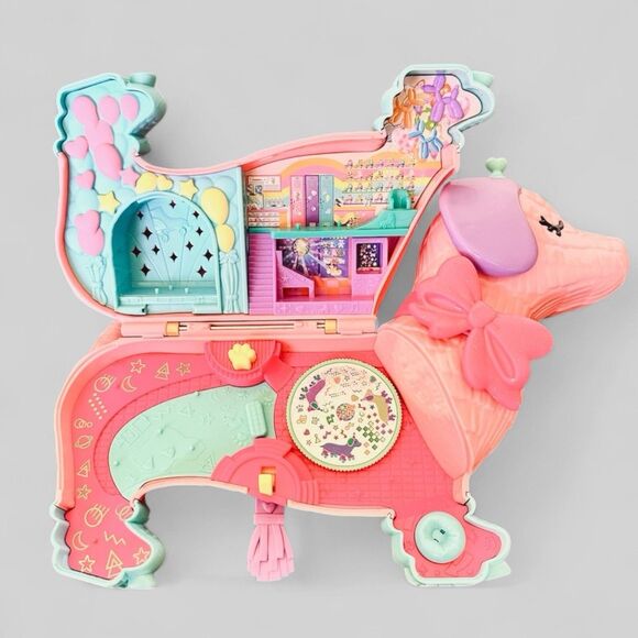 Polly Pocket Puppy Party Playset Dog Dollhouse Dachshund Skates Large Mini Pink - Picture 5 of 6